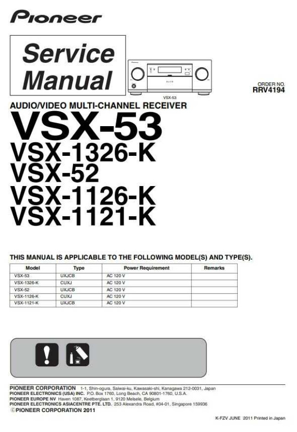 VSX-LX55, VSX-2021-K, VSX-53, VSX-1326-K